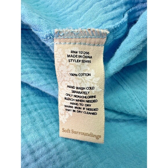 Soft Surroundings 2X Blue Button Front Textured Gauze Top Long Sleeve Tunic - Picture 11 of 11